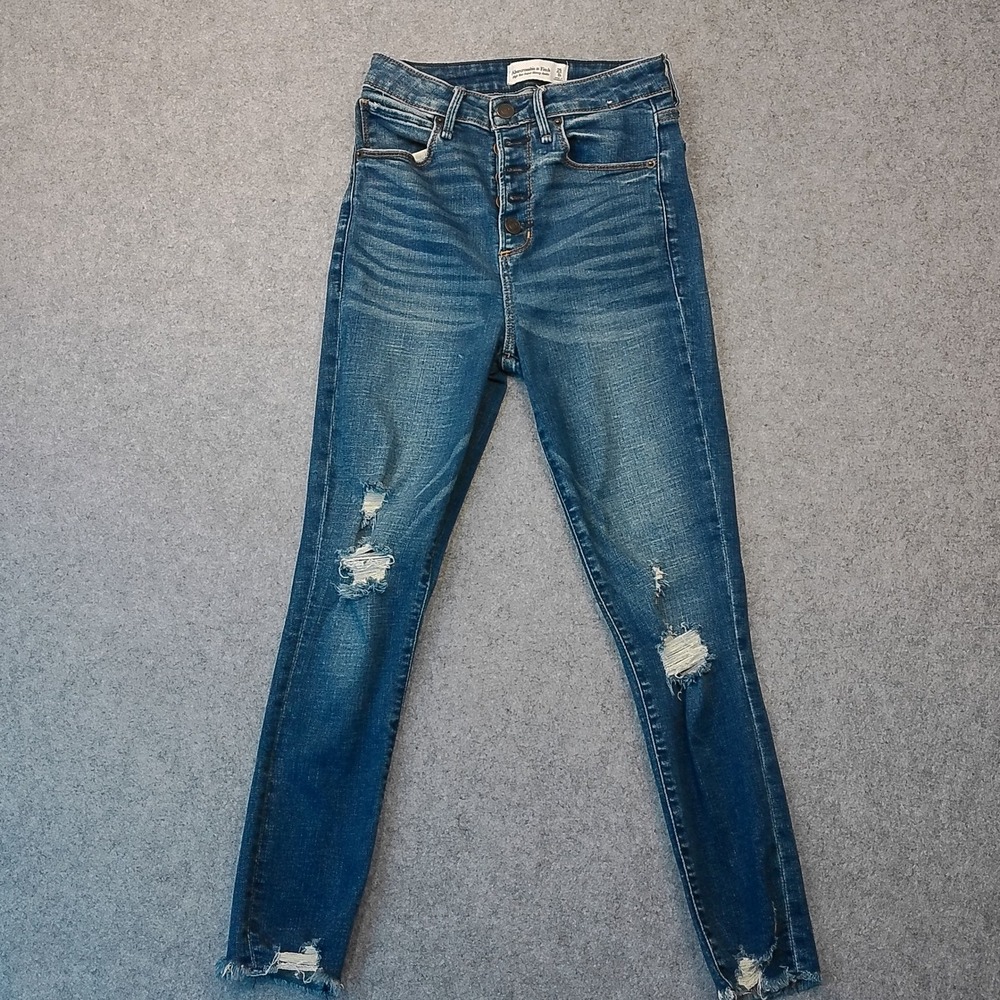 Abercrombie & Fitch Curve Love High Rise Super Skinny Ankle Jeans 25/0S Blue